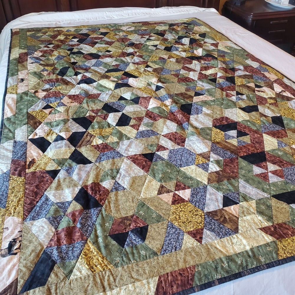 Handmade Reversible Patchwork Quilt Australian Wildlife Koala Emu Earth Tones